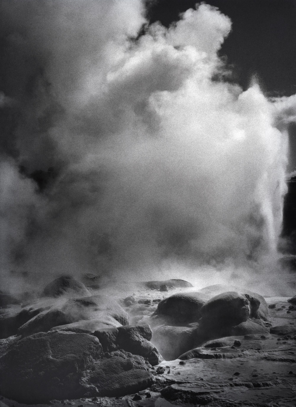 puhuto new zealand geyser b&w photograph