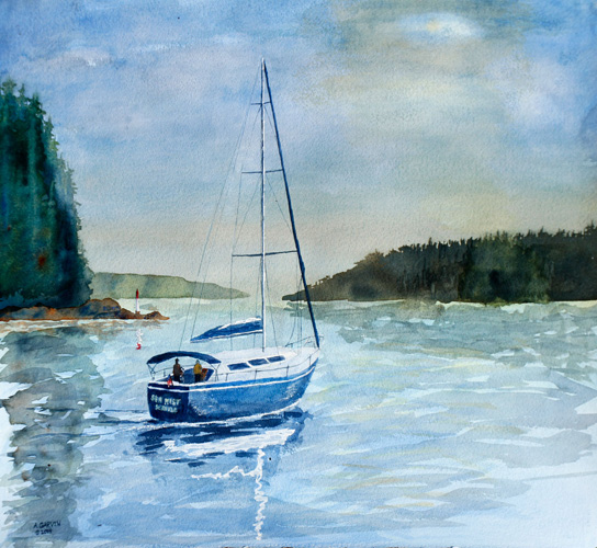 sea mist sailboat painting