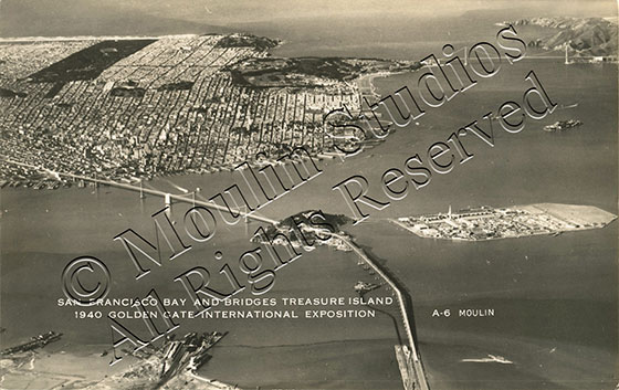 San Francisco Bay and Bridges, Treasure Island 1940 Golden Gate International Exposition postcard image