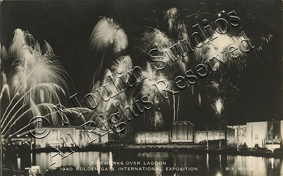 lagoon fireworks Treasure Island postcard