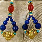 Earrings Vermeil Turquoise Lapis Carnelian